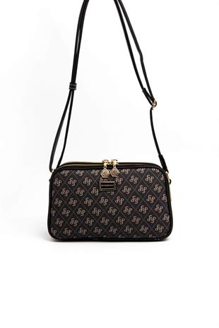 Silver & Polo SP899 Kadın Çapraz Çanta Monogram Füme-Siyah