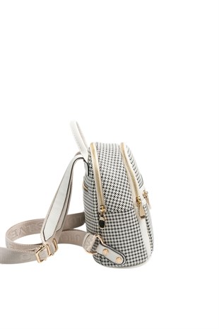 Silver & Polo SP983 Kadın Sırt Çantası King Desen Siyah-Kemik