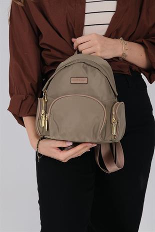 1208 Kadın Sırt Çantası  Yeşil-Kum