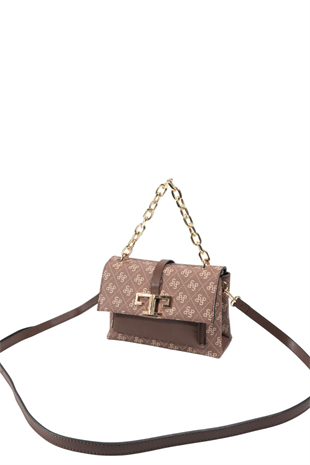 Silver & Polo SP1148 Kadın Çapraz Çanta Monogram Kahve