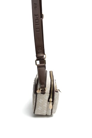 Silver Polo SP1162 Kadın Çapraz Çanta Monogram Taş-Kahve