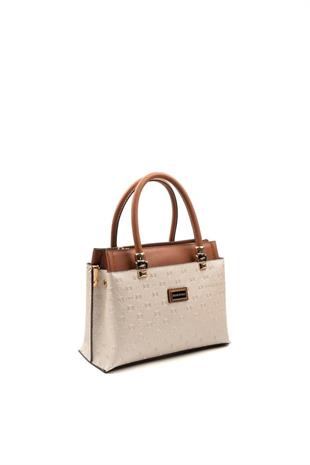 Silver & Polo SP826 Kadın El Çantası Logolu Bej-Taba