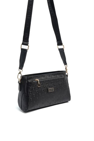 Silver & Polo SP1273 Kadın Çapraz Çanta Logolu Siyah-Siyah