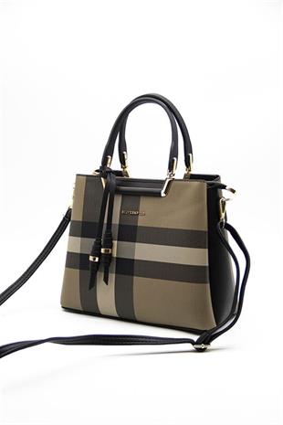 Silver & Polo SP969 Kadın El Çantası Ekose Kahve-Siyah