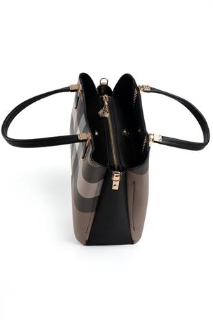 Silver & Polo SP1205 Kadın El Çantası Ekose Kahve-Siyah