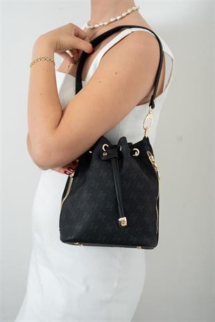 Silver Polo SP1137 Kadın Omuz Çantası Monogram Siyah-Siyah