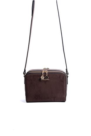 Silver & Polo SP888 Kadın Çapraz Çanta Süet Kahve