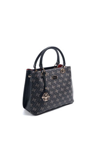Silver & Polo SP1272 Kadın El Çantası Monogram Füme-Siyah