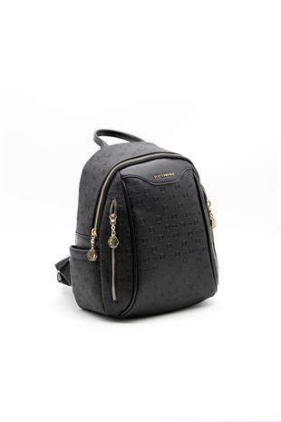 Silver & Polo SP906 Kadın Sırt Çantası Logolu Siyah-Siyah