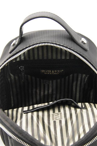 Silver & Polo SP1130 Kadın Sırt Çantası Petek M.Gümüş-Siyah