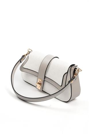 Silver & Polo SP1177 Kadın Omuz Çantası Logolu Beyaz-A.Gri