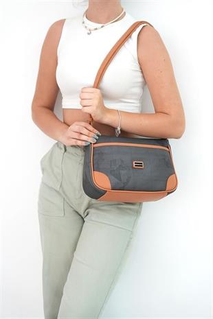 Silver & Polo SP1060 Kadın Çapraz Çanta Harita Siyah-A.Taba
