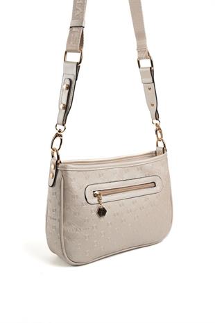 Silver & Polo SP1160 Kadın Çapraz Çanta Logolu Bej-S.Bej