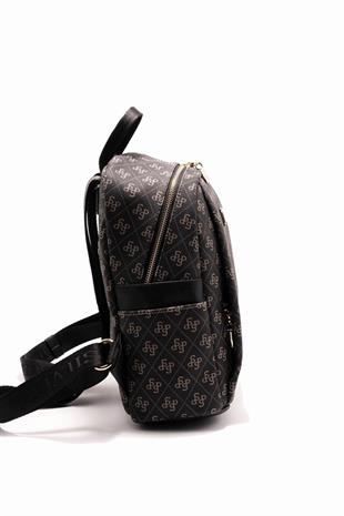 Silver & Polo SP926 Kadın Sırt Çantası Monogram Füme-Siyah