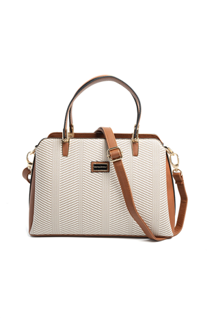 Silver & Polo SP9721 Kadın El Çantası Hasır Bej-Taba
