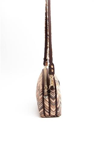 Silver & Polo SP765 Kadın Çapraz Çanta Ekose Nut-Kahve