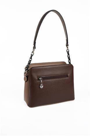 Silver Polo SP937 Kadın Omuz Çantası Düz Kahve-Vizon