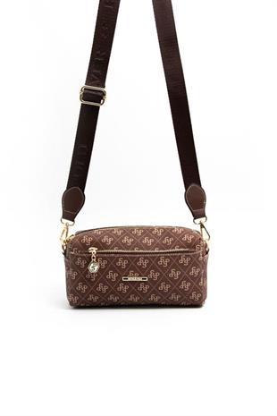 Silver Polo Kahve - Kahve Monogram Kadın Çapraz Çanta SP1142