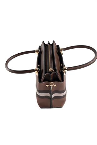 Silver & Polo SP826 Kadın El Çantası Ekose Koyu Kahve-Kahve