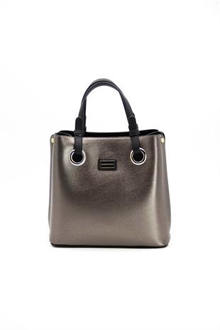 Silver & Polo SP975 Kadın El Çantası Düz Platin-Siyah