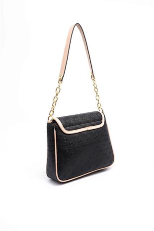 Silver & Polo SP1147 Kadın Omuz Çantası Logolu Siyah-S.Nut