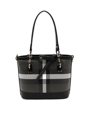 Silver & Polo SP1155 Kadın El Çantası Ekose Siyah