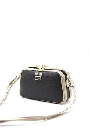 Silver & Polo SP899 Kadın Çapraz Çanta Logolu Siyah-S.Nut