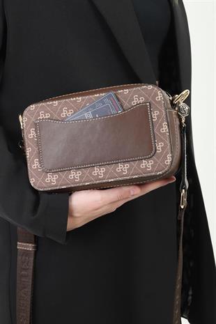 Silver & Polo SP1078 Kadın Çapraz Çanta Monogram Kahve