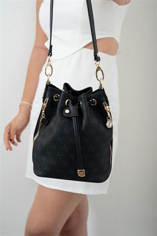 Silver Polo SP1137 Kadın Omuz Çantası Monogram Siyah-Siyah