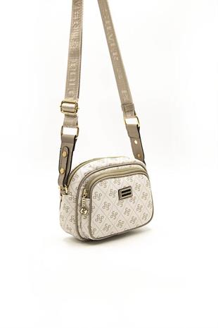 Silver & Polo SP1111 Kadın Çapraz Çanta Monogram Bej-Kum