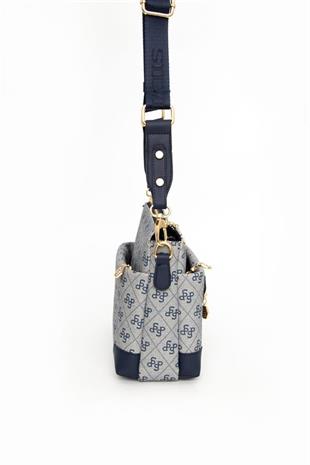 Silver & Polo SP1110 Kadın Çapraz Çanta Monogram Gri-Lacivert