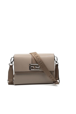 Silver & Polo SP1009 Kadın Çapraz Çanta Düz Koyu Bej-Latte