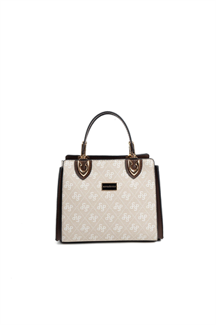 Silver Polo SP1133 Kadın El Çantası Monogram Taş-Kahve