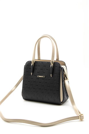 Silver & Polo SP1136 Kadın El Çantası Logolu Siyah-S.Nut