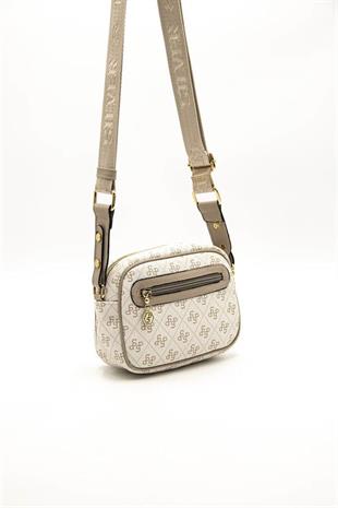 Silver & Polo SP1111 Kadın Çapraz Çanta Monogram Bej-Kum
