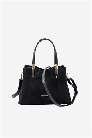 Silver & Polo SP1205 Kadın El Çantası Süet Siyah-Siyah