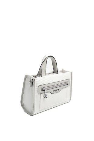 Silver & Polo SP1271 Kadın El Çantası Petek Beyaz-A.Gri