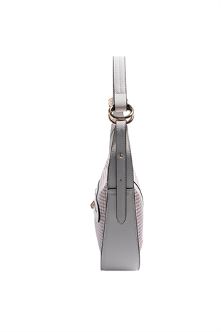 Silver Polo SP1270 Kadın Omuz Çantası Kaz Ayağı Ekose Bordo-Kemik