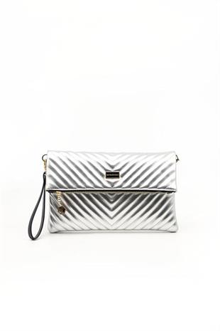 Silver & Polo SP1134 Kadın Portföy & Clutch Kapitone Gümüş