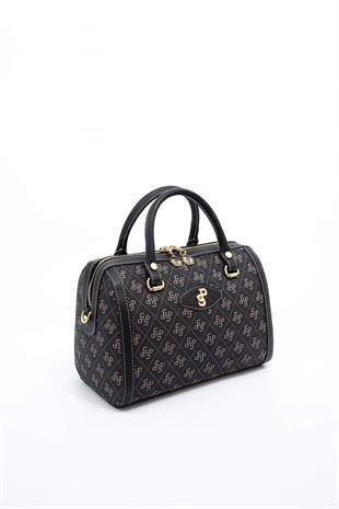 Silver & Polo SP1091 Kadın El Çantası Monogram Füme-Siyah