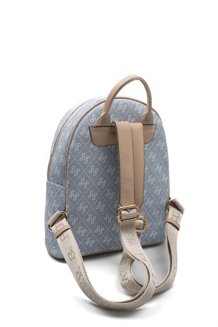 Silver & Polo SP1062 Kadın Sırt Çantası Monogram Mavi-Ten