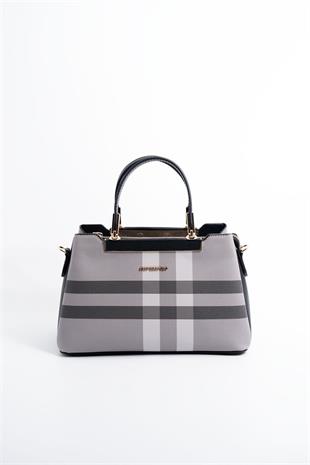 Silver & Polo SP913 Kadın El Çantası Ekose Gri-Siyah