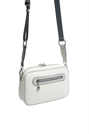 Silver & Polo SP1280 Kadın Çapraz Çanta Petek Beyaz-A.Gri