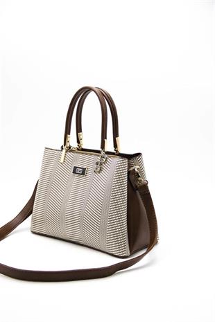 Silver & Polo SP1098 Kadın El Çantası Hasır Bej-Taba