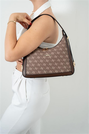Silver Polo SP1187 Kadın Omuz Çantası Monogram Kahve-Kahve