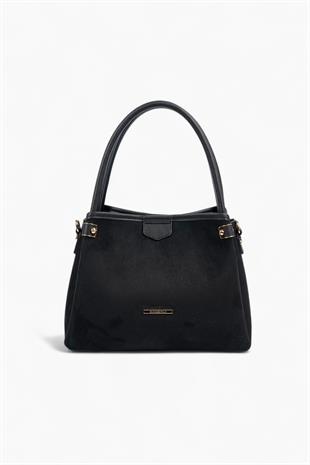 Silver & Polo SP1254 Kadın El Çantası Süet Siyah-Siyah