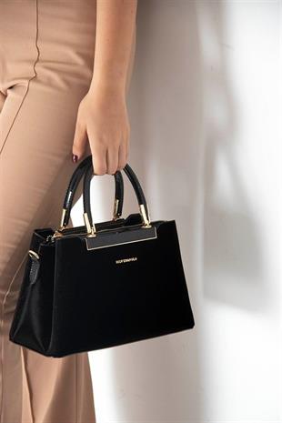 Silver Polo SP913 Kadın El Çantası Fashion Siyah-Rugan Siyah