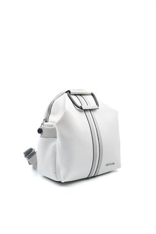Silver & Polo SP771 Kadın Sırt Çantası Petek Beyaz-A.Gri