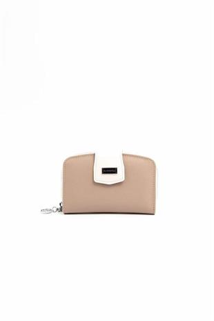 Silver & Polo SP874 Kadın Cüzdan & Kartlık Düz Koyu Bej-Kemik