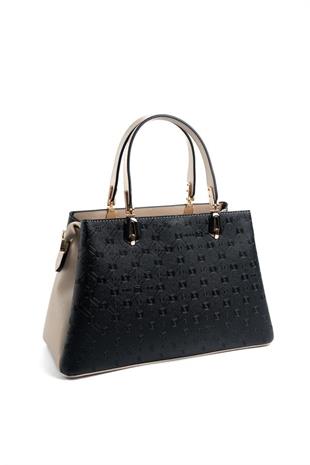 Silver & Polo SP1253 Kadın El Çantası Logolu Siyah-S.Nut